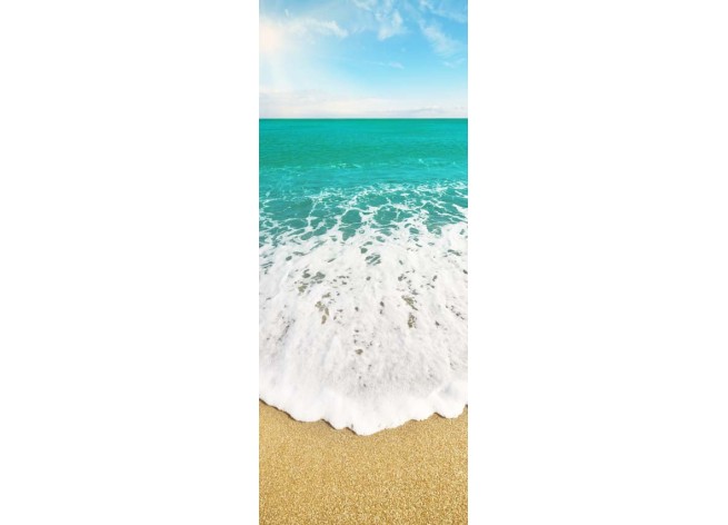 Наклейка на дверь Берег моря в летний солнечный день